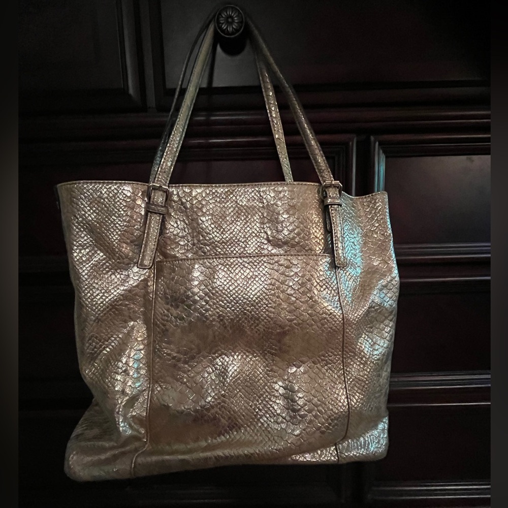 Anne Klein faux snakeskin large tote shoulder bag - Picture 2 of 7